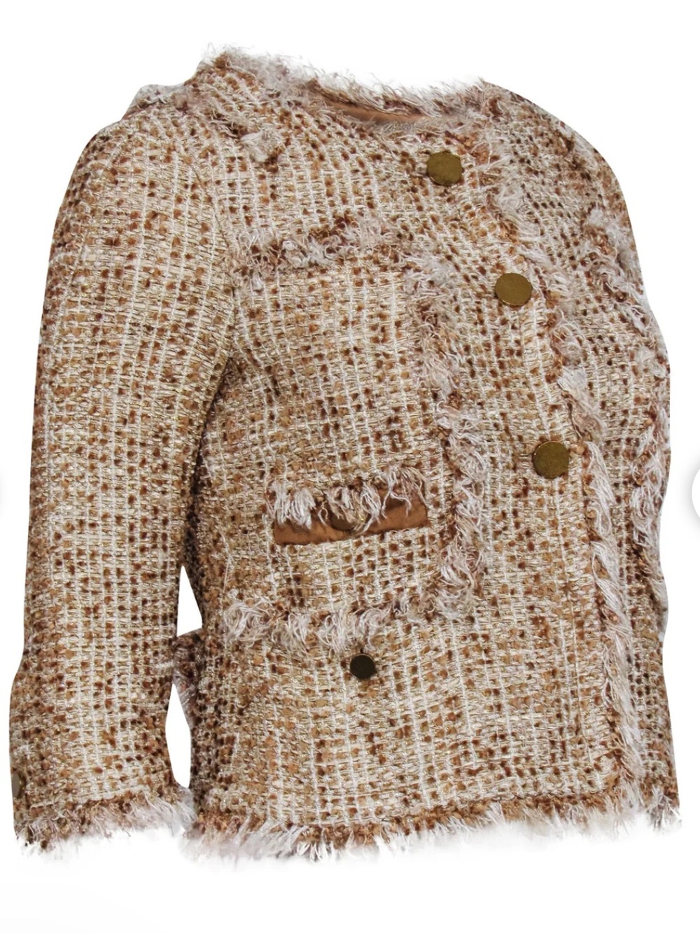 Tory Burch Cream, Gold & Brown Tweed Jacket